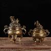 Pattern Three Foot Incense Burner Censer Exquisite Small Statues Copper Statue Brass Carved Animal Dragon