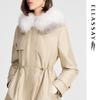 ELLASSAY Women's Elegant Goose Down Jacket with Snow Fox Fur Collar