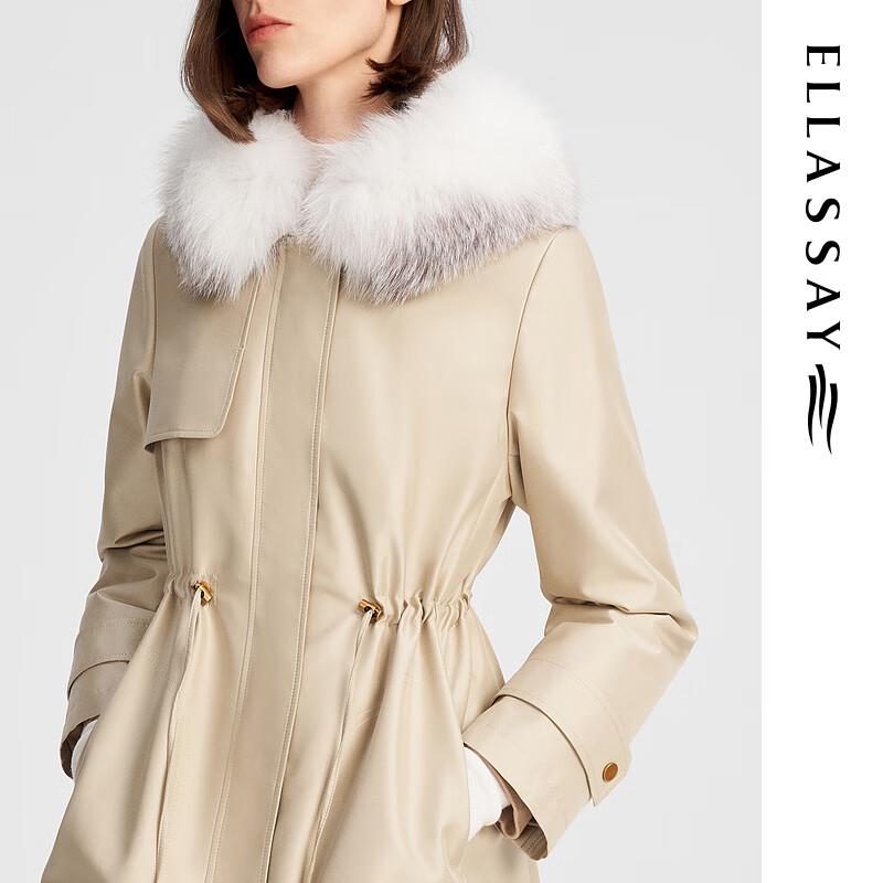 ELLASSAY Women's Elegant Goose Down Jacket with Snow Fox Fur Collar
