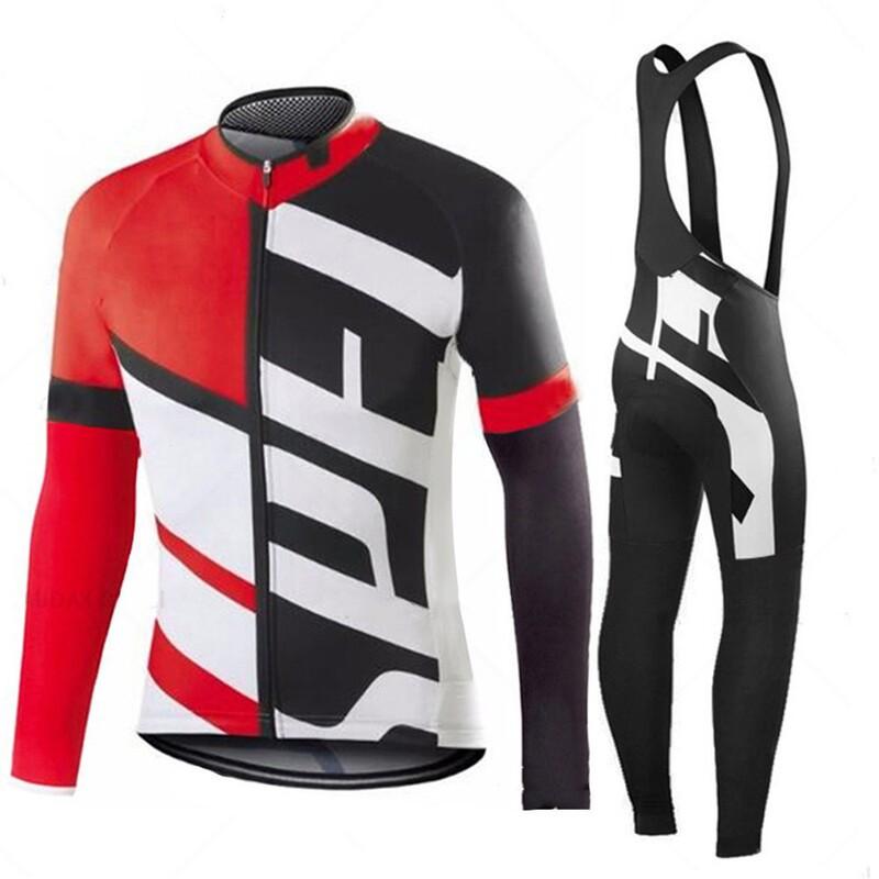 Mens Long Sleeve Cycling Jersey Bib Shorts Set Road Bike Racing Team Wear XS