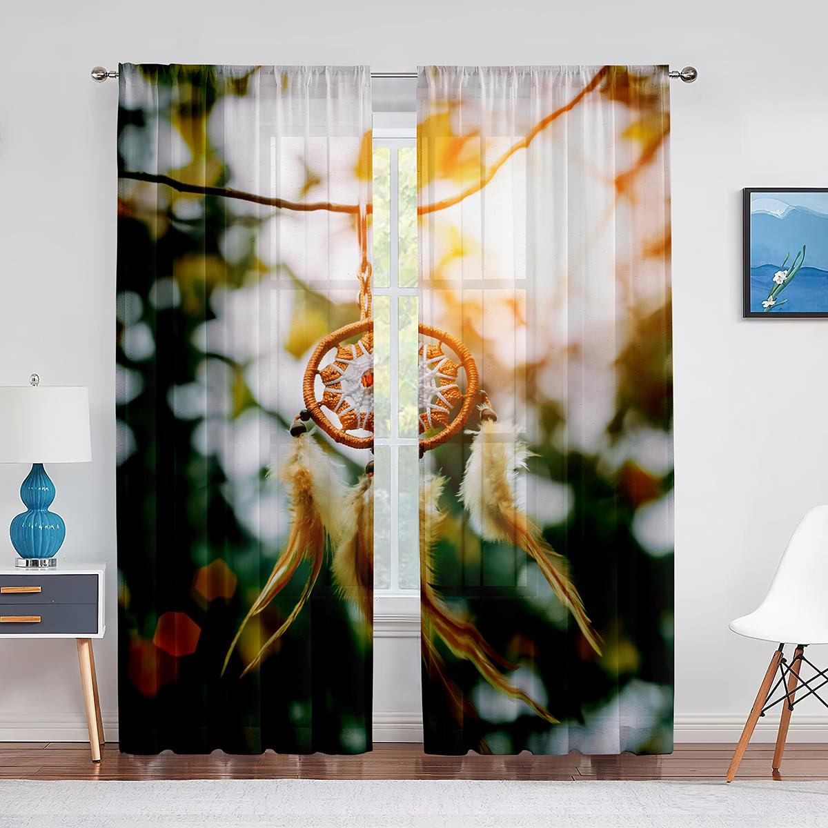 Ловец снов Перо Фиолетовый Прозрачный Вуаль Шторы для Гостиной Домашний Декор Кухни — фото 15