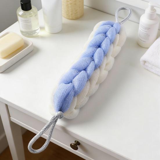 Bath Mesh 2 In 1 Shower Loofah Sponge Soft Exfoliating Bar Back Cleaning Tough Shower Mesh Bath Accessory