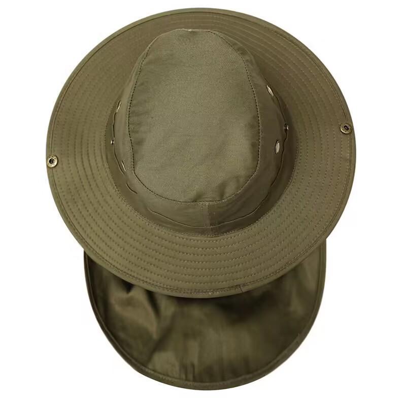 Men Bucket Hat with Shawl Summer Face Neck Protection Breathable Outdoor Hiking Camping Fishing Hat Neck Flap Anti-UV Sun Cap