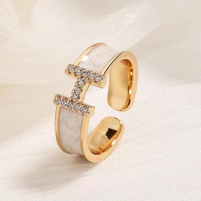 

Кольцо с открытым кольцом на указательный палец с буквой H для женщин