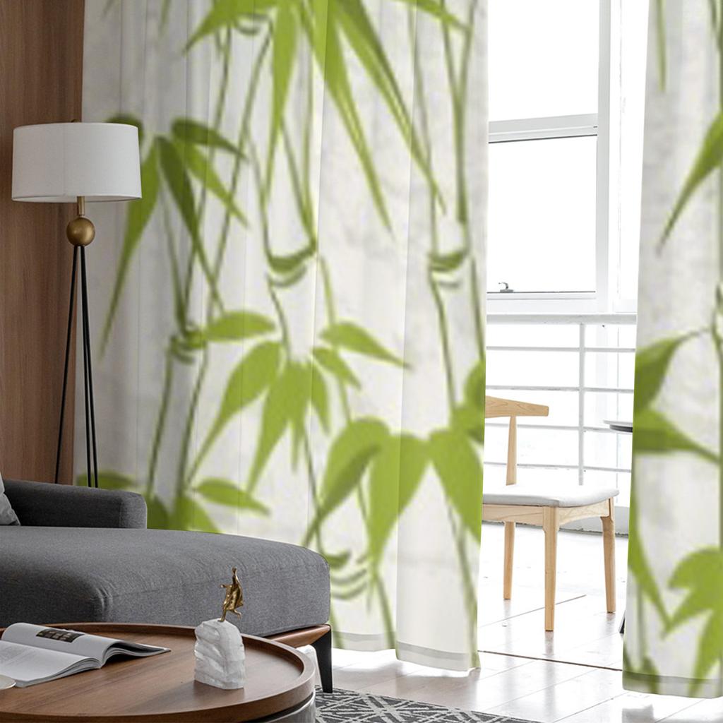Bambus z wzorem w liście tiulowe przezroczyste zasłony do salonu sypialnia dekoracja kuchni woalowe zasłony z organzy