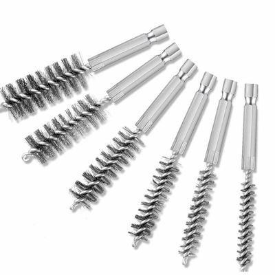 6 Teile/satz Stahldrahtbürste Twisted Draht Edelstahl Reinigungsbürste Mit Griff 1/4 Zoll Sechskantschaft Für Bohrmaschine Schlagschrauber