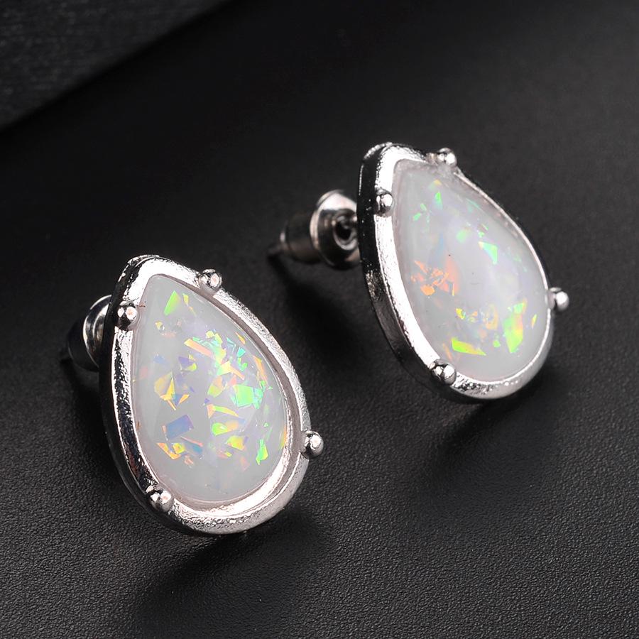 Wish Style Gemstone Water Drop Stud Earrings