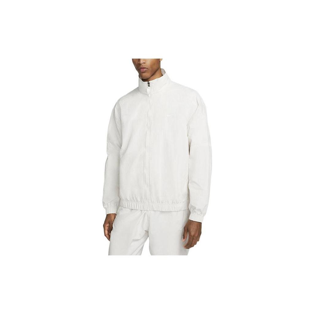 Nike Logo Print Zip-Up Stand Collar Jacket Men Jackets White DQ5201-030