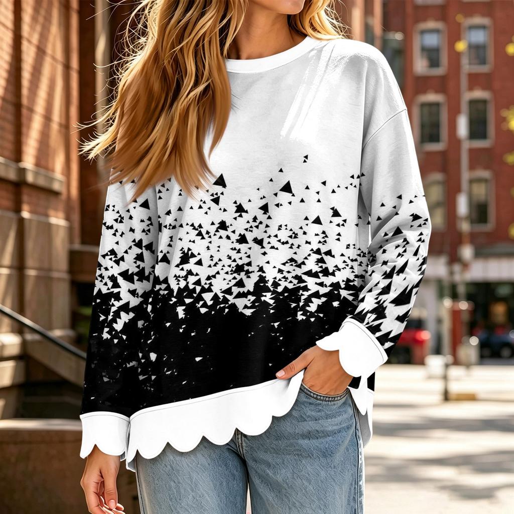 Women's Casual Comfortable Floral Print Long Sleeve Top for Fall and Winter Wear