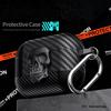 For AirPods 4 Protective Case Skull Design Snap Switch TPU + Metal Earphone Cover with Carabiner