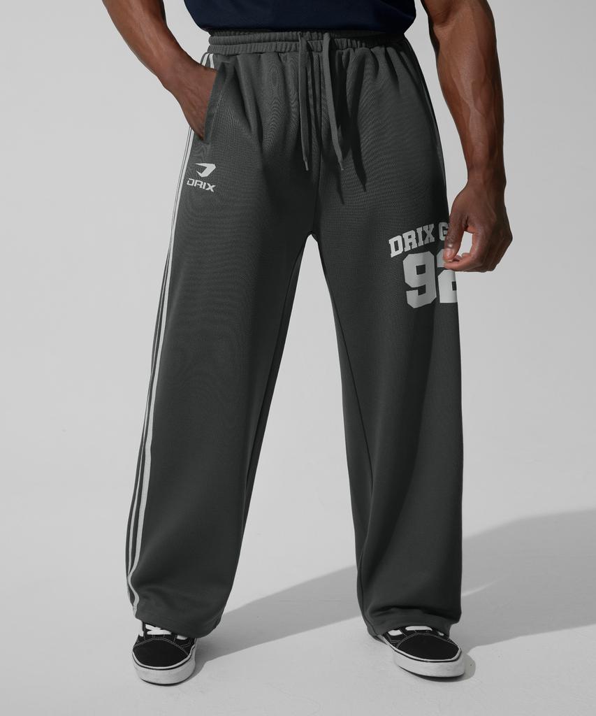 DRIX (Summer) Track Line Graphic Mesh Wide Pants_Charcoal