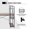 Corner Desk with Storage Industrial Design with Bookcase 3 Shelves Particle Board Walnut Look
