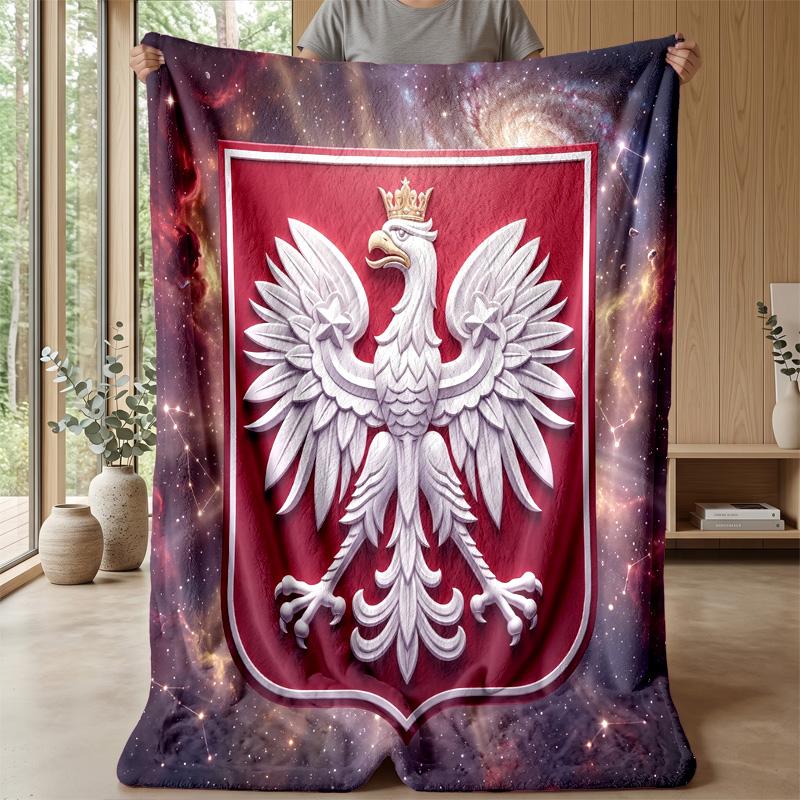 Poland Football Printed Flannel Blanket Skin Friendly Warm Decorative Throw for Indoor Couch Bed Daily Use