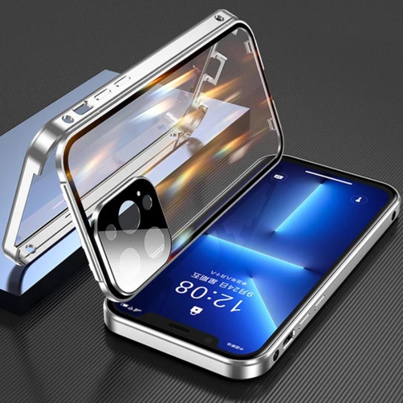 For Magsafe Case For iPhone 17 16e 15 14 13 12Pro Max Metal Magnetic Wireless Charging Lens Protection Double Sided Buckle Cover