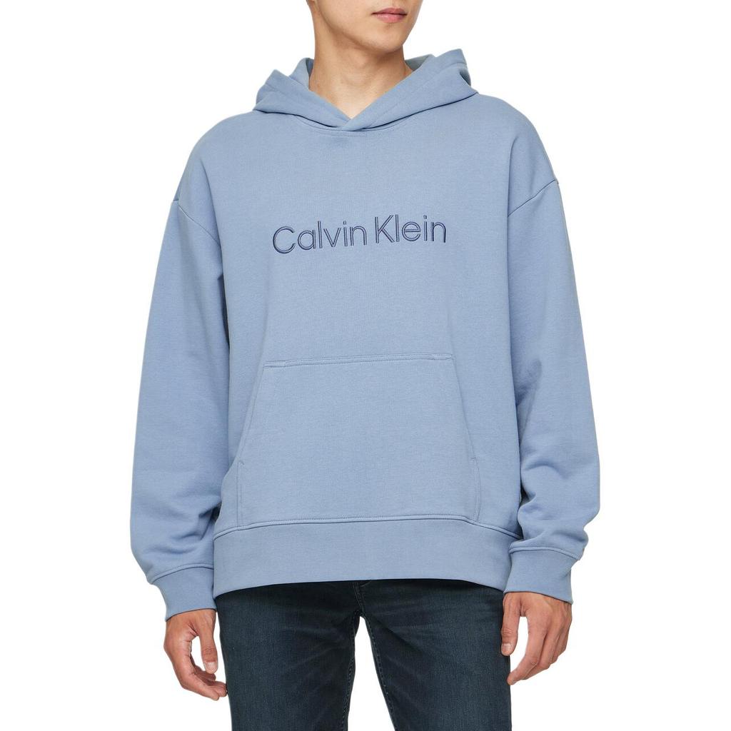 Calvin Klein Letter Jacquard Loose Fit Drop Shoulder Long Sleeve Sweatshirt Men Sweatshirt Light-Blue 40HM231-PQE
