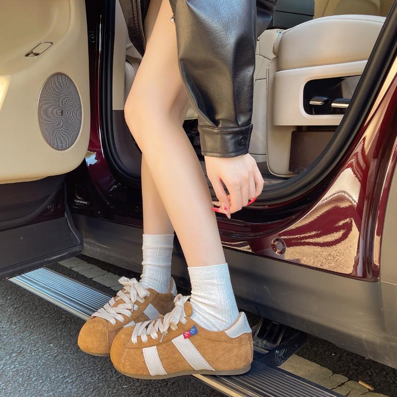 Autumn new retro inner height increase Merad lace-up big head casual board shoes women