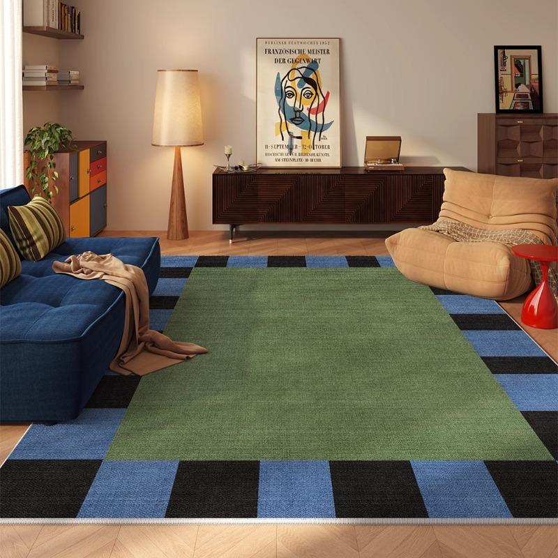 Creative Checkered Pattern Living Room Carpet Vintage Luxury Sofa Coffee Table Floor Mat Home Decor Washable Bedroom Bedside Rug