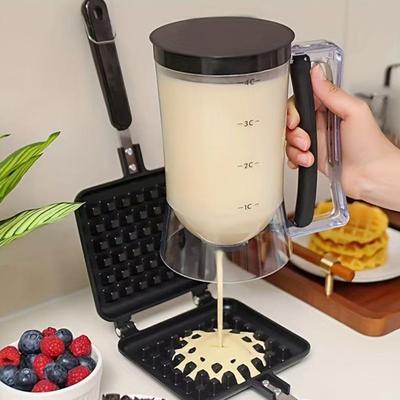 Batter Dispenser for Baking 900ml 4-Cup Measured Container with Quick Release Spout BPA-Free Plastic Batter Pourer for Pancakes Cupcakes Waffles