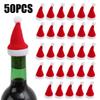 50/1 buc. Mini pălărie de Moș Crăciun capac pentru sticle de vin decor de Crăciun ornament de masă pentru petrecere de Anul Nou de Crăciun accesorii pentru decorarea casei