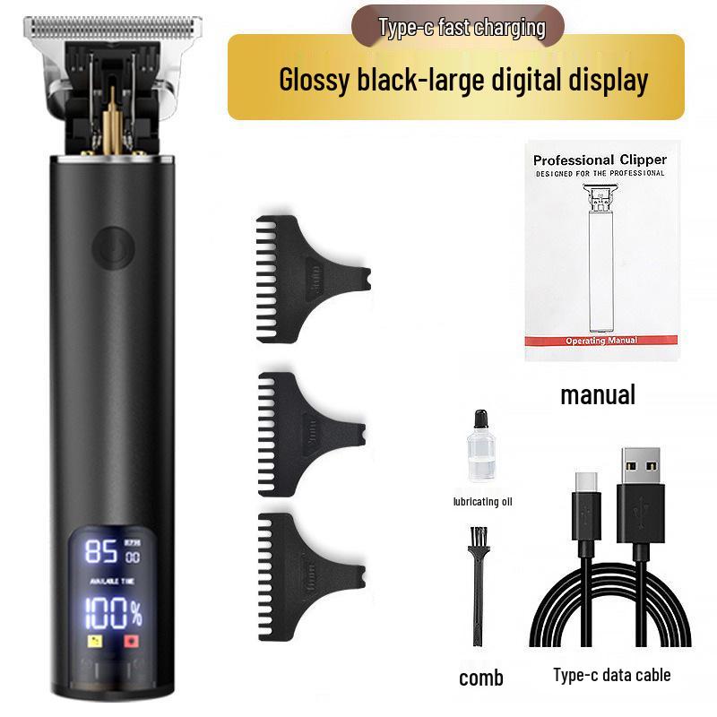 Professional Electric Hair Clipper for Barbers & Home: Precision Carving, Slicked Back Styles, Bald Head Trim.