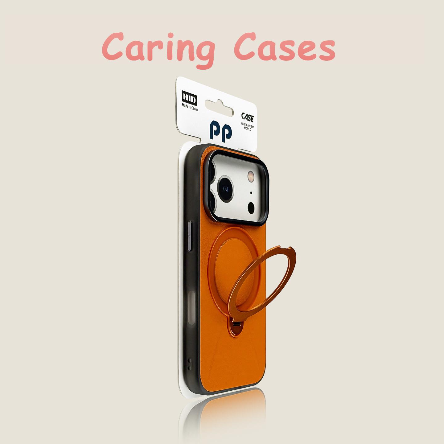 

For iPhone 17 Pro Max Case Vegan Leather 360° Rotating Stand Metal Camera Frame Premium Business Cover with iPhone 16 15 iPhone17 Pro помаранчевий