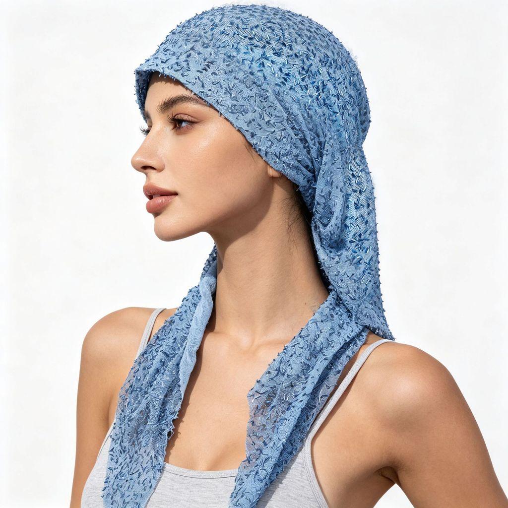 Stylish Womens Glitter Mesh Headscarf Cap With Sun Protection For Summer And Winter Wear