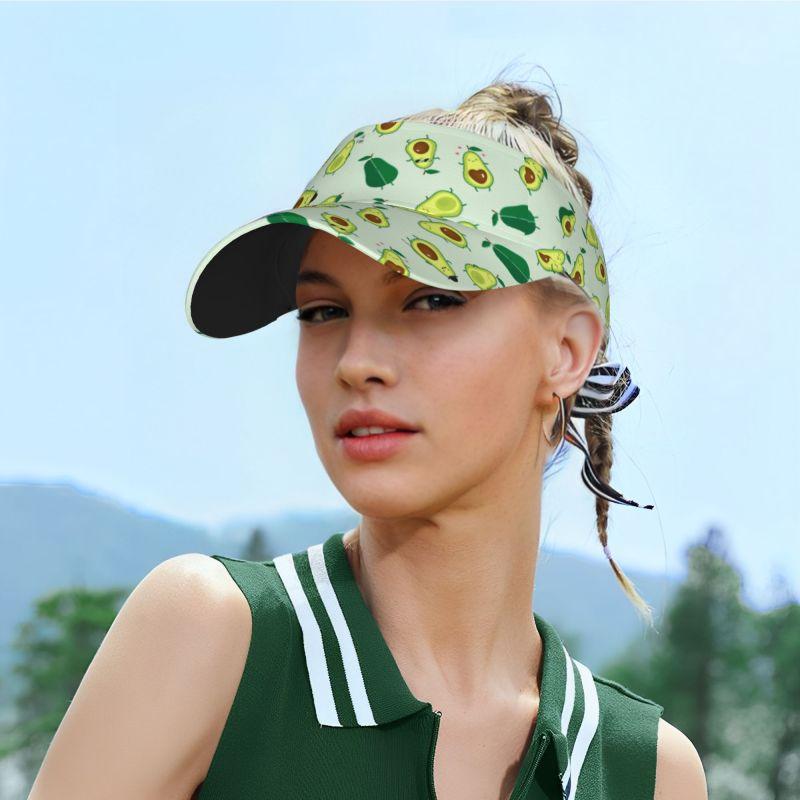 Cute Avocado Kawaii Sports Sun Visor Hats Adjustable Lightweight Packable Cooling Empty Top Visor Hat for Running Tennis Golf