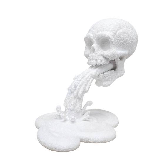 Window Sill Skull Decoration 3D Printed Water Flow Ornament, Creative Statue with Eco-friendly Desk Ornament Stable Base, Compact Gothic Decoration,