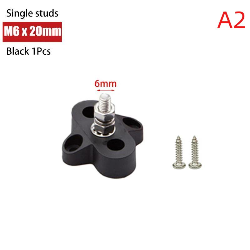 Single/Dual Terminal Block Stud 12-48V Bus Bar Power Terminal Block Positive Negative Fixed Wiring Bolts For Truck Rv Boat