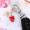 Handmade Strawberry Bowknot Keychain for Women and Girls Featuring Durable Alloy Material and Bright Colors