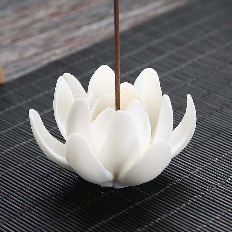 Ceramic Handmade Lotus Thread Incense Base - Household Indoor Thread Incense Socket - Decorative Decoration for Buddha Hall 7