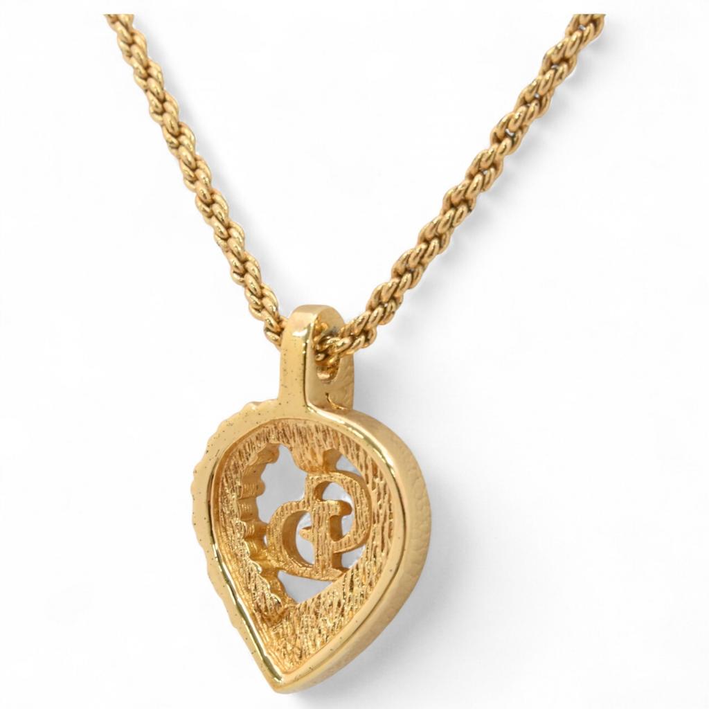 Auth Dior CD Logo Necklace Rhinestone Di9907bd