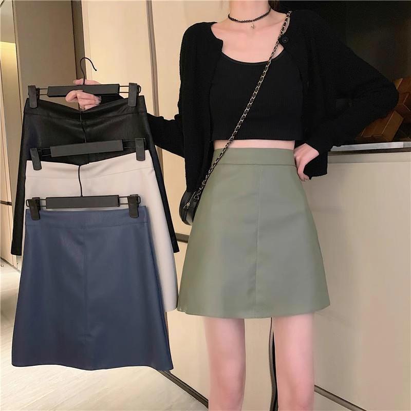 

Autumn 2024 Women s A-line Black Leather Mini Skirt - High-waisted, Slimming, Hip-Hugging Style XL (recommended 119-130 jin)