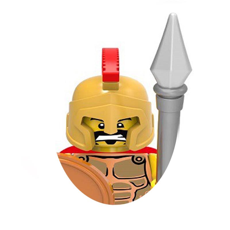 Medieval Military War Soldier Doll Building Block Spartan Soldier Crusader Roman Knight Weapon Sword Helmet Children's Toy Gifts