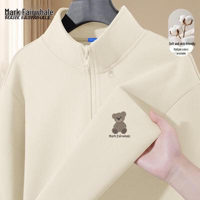 Mark Fairwhale Herren American Style Half-Zip Stehkragen Sweatshirt