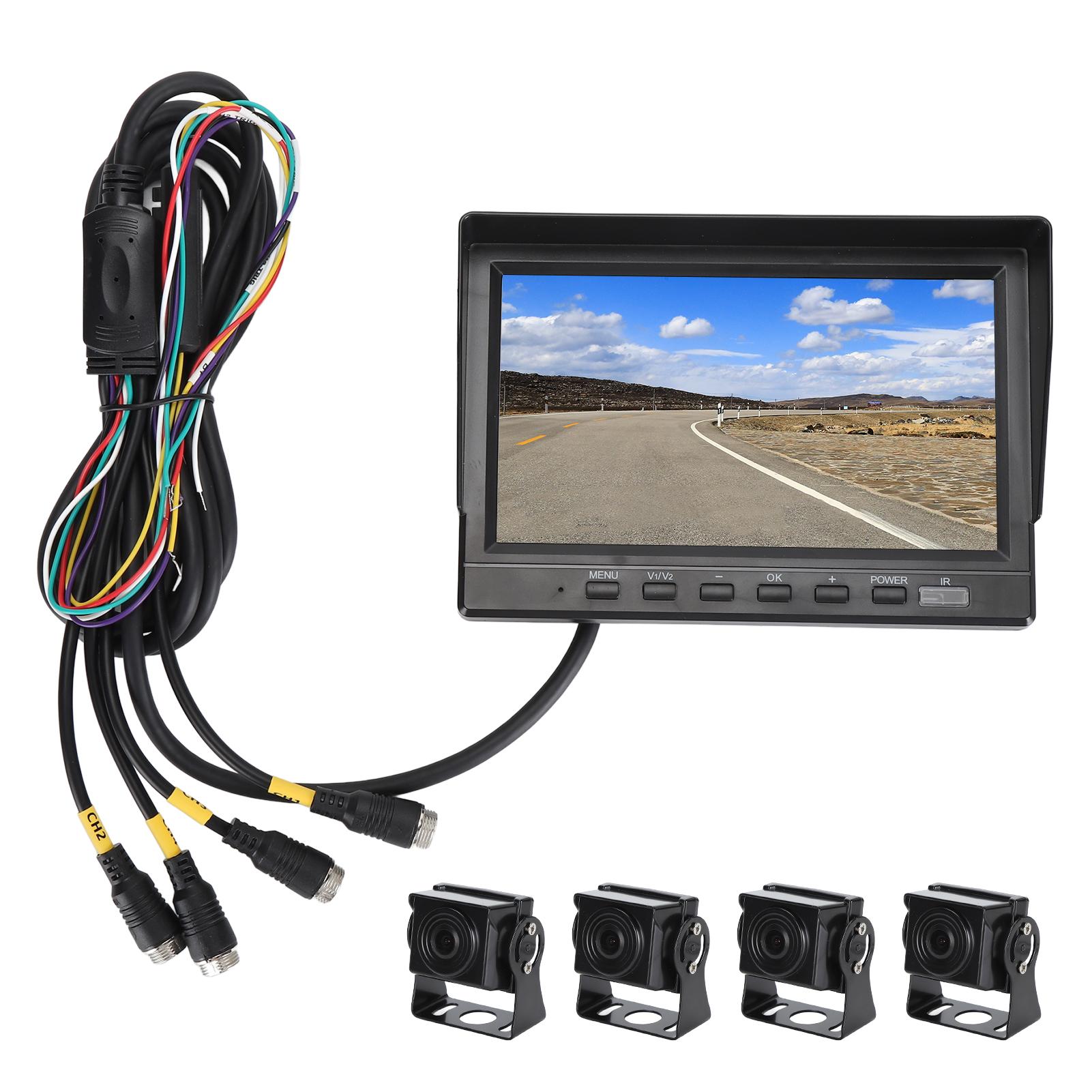 

Камера заднего вида для грузовика, 4-канальная камера заднего вида 1080P с 7-дюймовым AHD-дисплеем для автобуса-автофургона