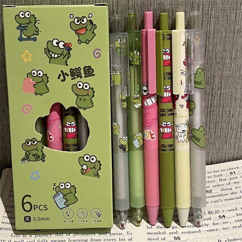 6 pièces/ensemble Stylo Gel Doux Dessin Animé Mode Coréenne Mignon Chaton Stylos à Bille pour Étudiante 0.5mm Stylo Encre Noire Fournitures Scolaires