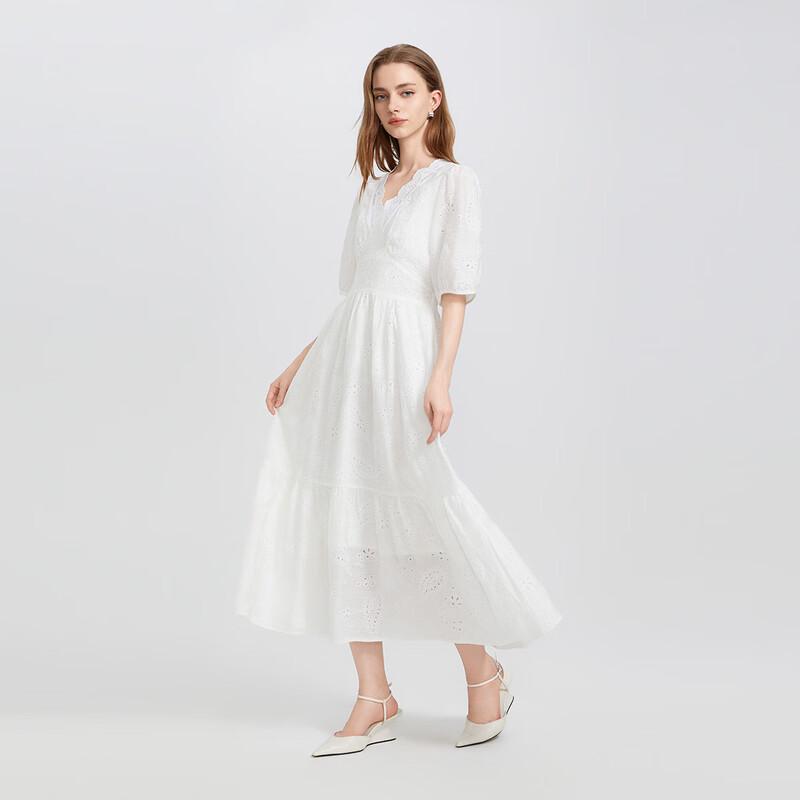 

Women s V-Neck Embroidered Midi Dress L