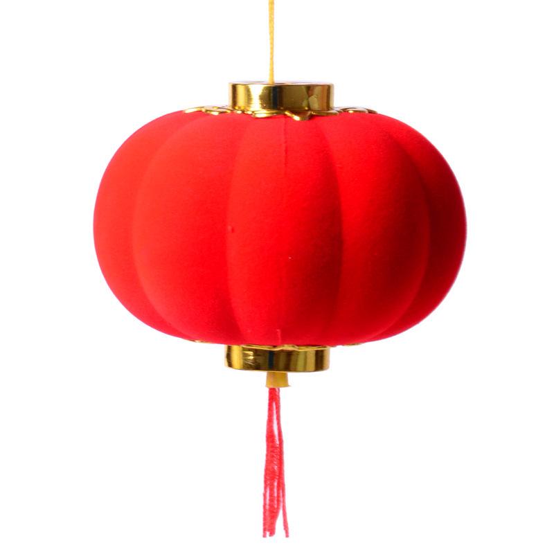 Flocked Small Lantern: Chinese Spring Festival Balcony Ornament - Red Palace Lantern for Festive New Year Decoration 6 cm Flocked Ball Lantern (16 pieces)