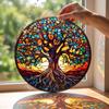 Acrylic Hanging Ornament - Tree of Life Design, Colorful Stained Glass Decoration for Window, Home, Garden, Indoor Outdoor Use