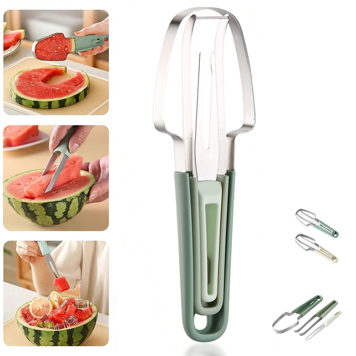 Kitchen Small Tool Stainless Steel Melon Cutting Tool Fruit Clip Digging Block Multi functional Household Fruit Divider