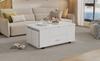 Mesa de centro, regulable en altura, mesa de sofá móvil, multifuncional 4 en 1, convertible en mesa de comedor de sala de estar, con cajones, 4 taburetes, blanco