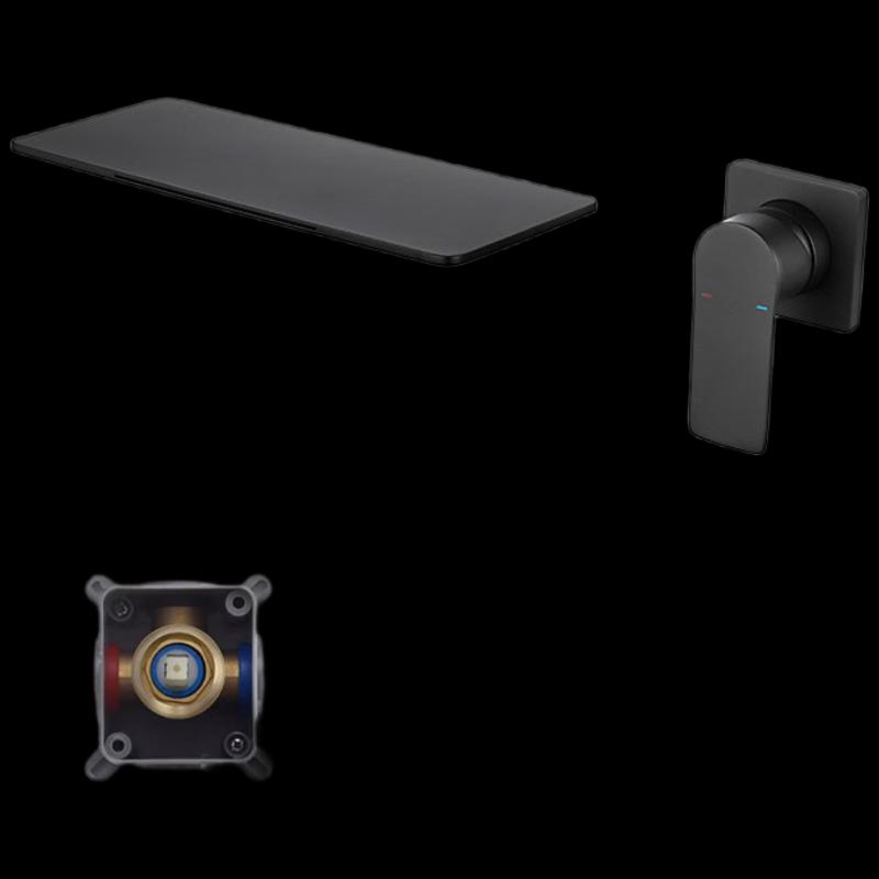 Black Concealed Waterfall Basin Faucet