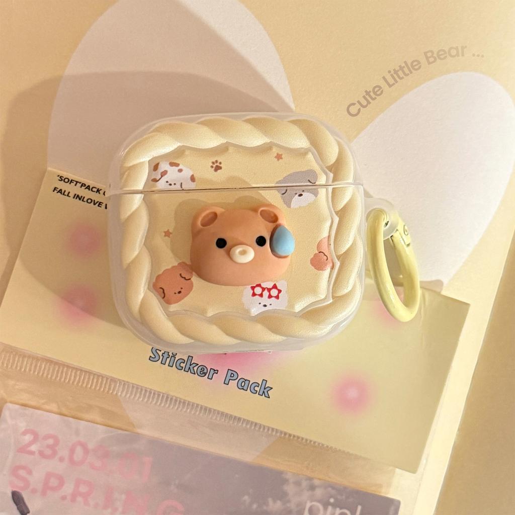 Sweat bear applies to Apple AirPods protective case 4th generation Bluetooth headset 1/2 milk yellow hanging ring Pro 2 matte 3