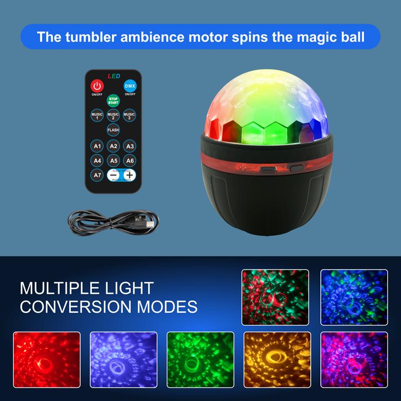 USB LED Galaxy Ball Projector Night Light with Remote Control, Home Ceiling Party Atmosphere Decor Lamp