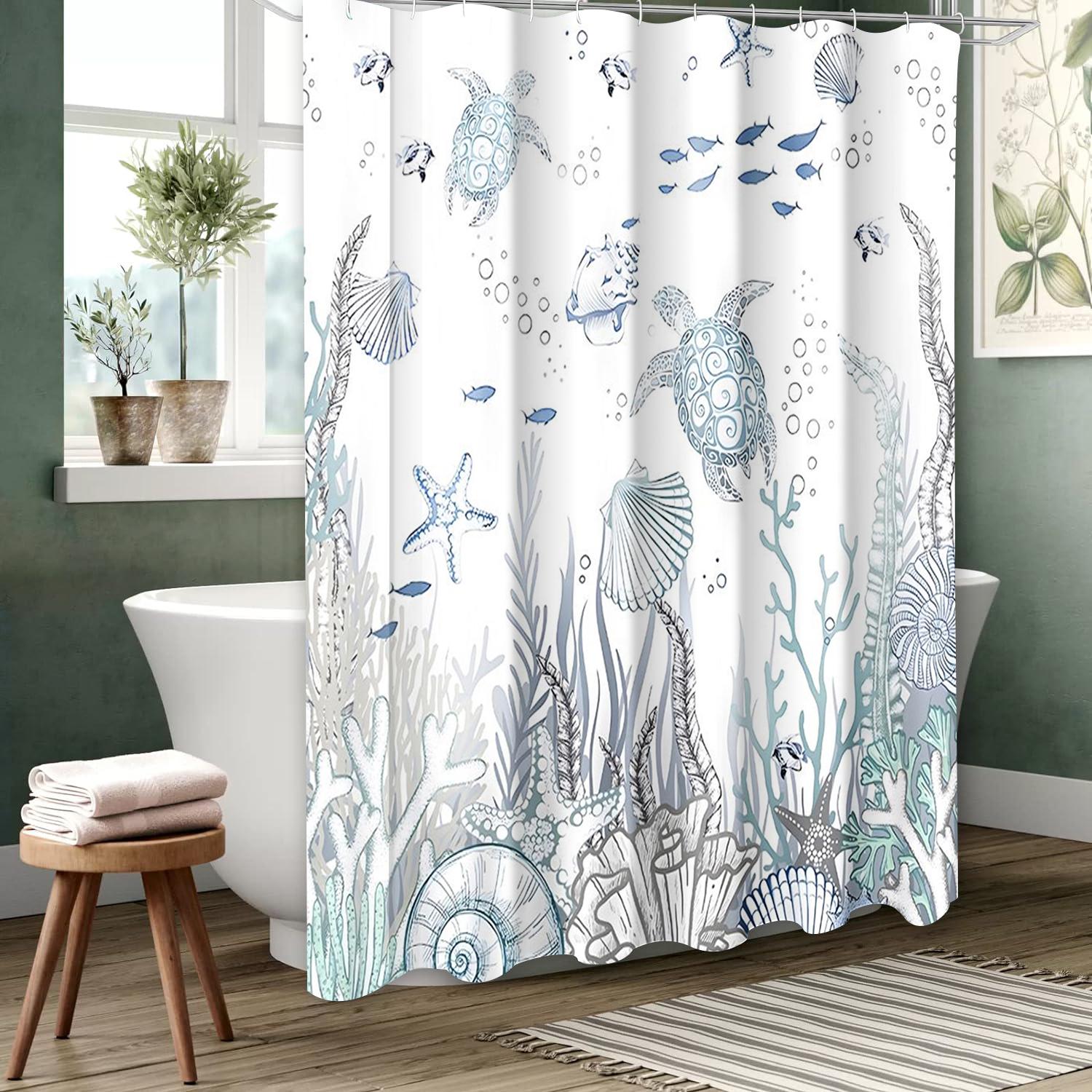 

Black And White Underwater World Bathing Curtain Bathroom Shower Curtain Waterproof With 12 Hooks Home Deco Free Ship 180x180cm curtain синий