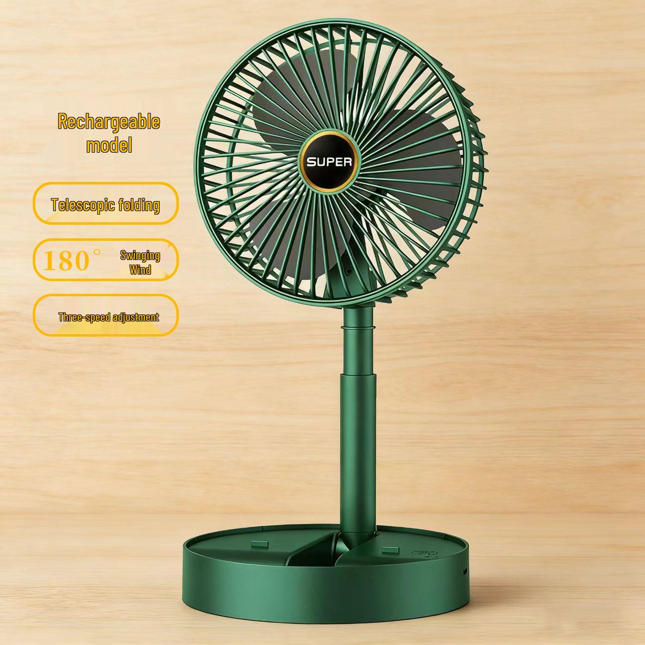 

Retractable USB Desktop Fan: Quiet, Portable, Folding Design for Home, Office, Dorm Use зелений