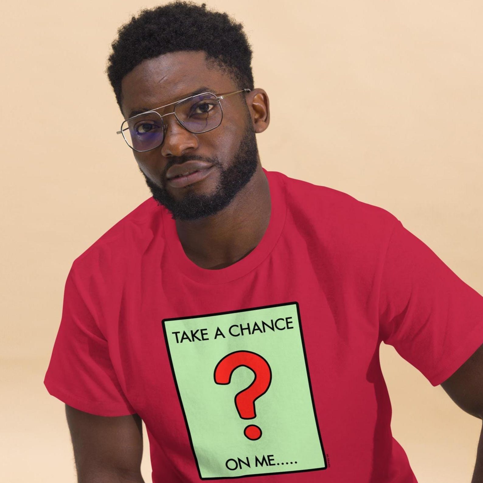 Take a Chance on Me T-Shirt: Monopoly Game Card, Romantic Text 2XL
