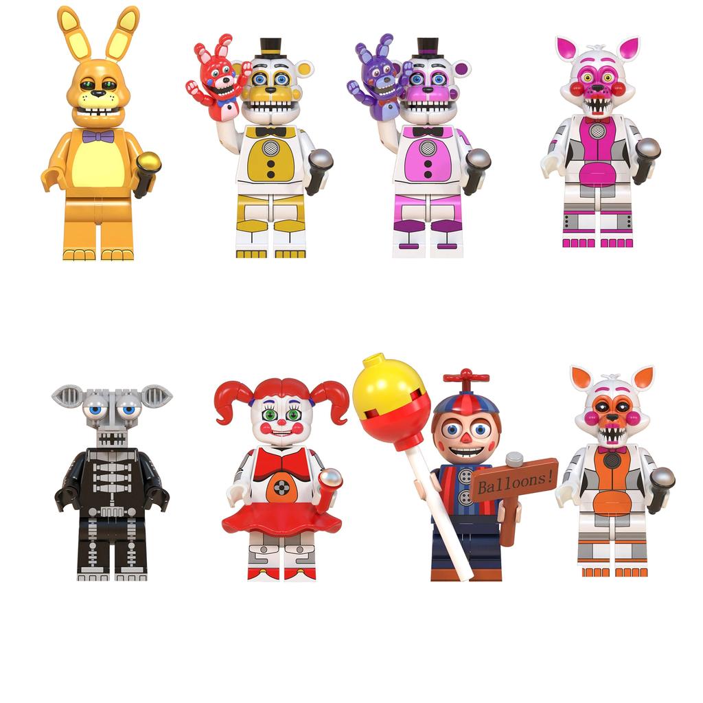 NOWA gra FNAF Nights Figurka Mini Figurki Klocki Szkielet Thriller Zabawki prezent zabawki dla dzieci forma król