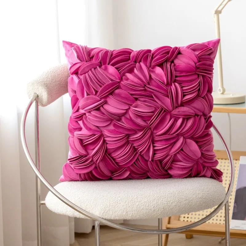 

3D ручной работы сращивание бархатная наволочка лепестковая наволочка для гостиной дивана офиса талии задняя наволочка домашний декор